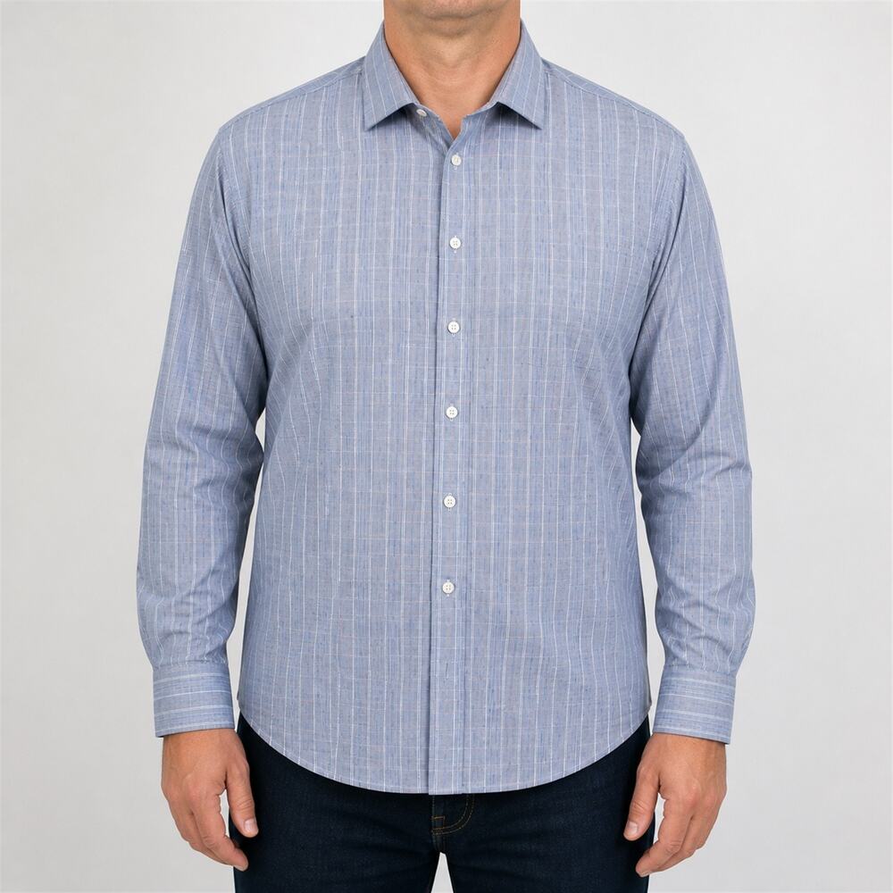 Lauren Ralph Lauren Performance Dress Shirt Mens XL Blue White Stretch Button-Up